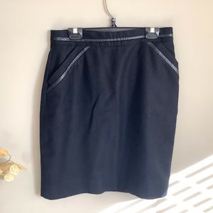 Vintage wool skirt with faux leather trim